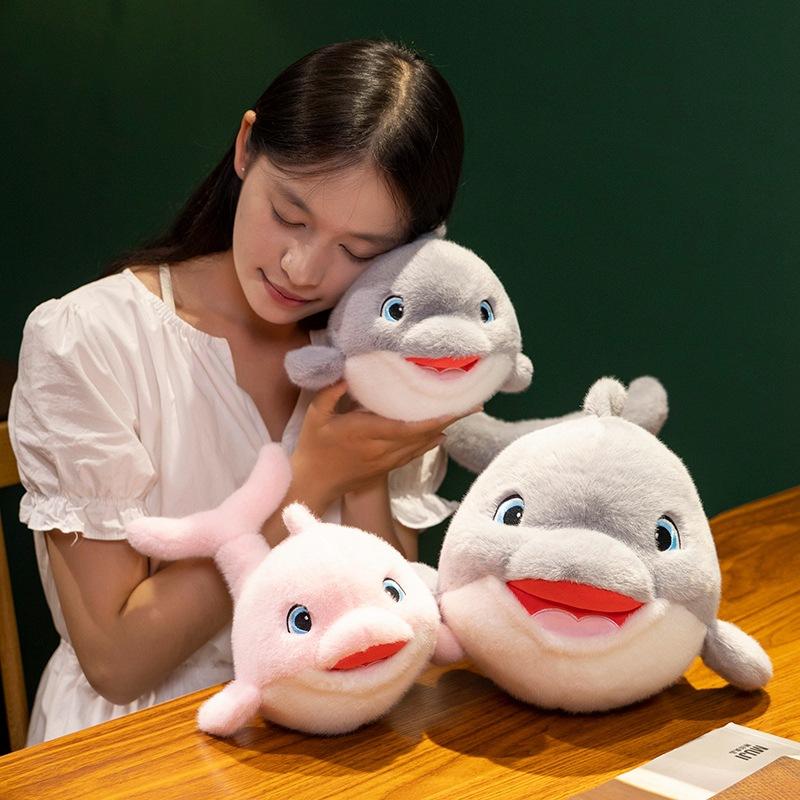 Bai Fen Bai Dolls And Toys Girls Pink Cute Smiling Dolphin Doll Plush Toy Aquarium Dolphin Doll Soothing Ragdoll
