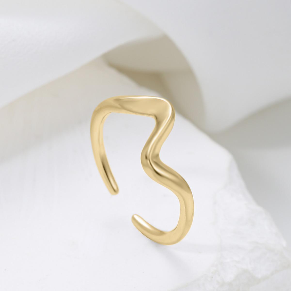 

ins Korean version of literary metal ring, personalized water ripple irregular line design ring, women s light luxury index finger ring Opening adjustable