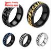 Stainless Steel Roman Numeral Rotating Ring - Titanium Chain Band