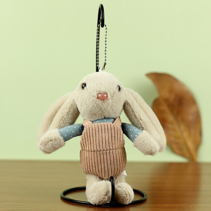 Adorable Plush Rabbit Keychain Soft Short Plush Bunny With Strap Cute Rabbit Bag Accessory розовый