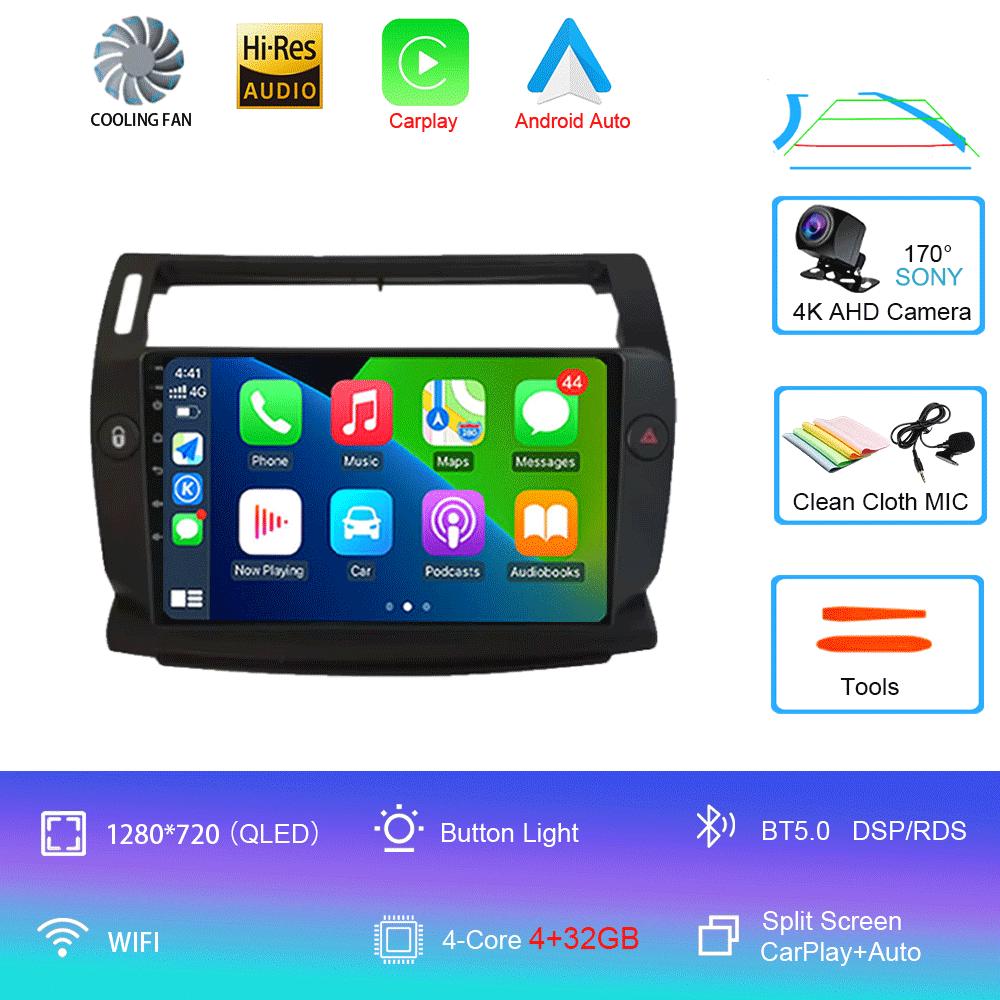 

Автомобильное радио Android 14 Carplay для Citroen C4 C-Triomphe Quatre 2004 - 2014 Навигация GPS Мультимедийный проигрыватель Стерео WiFi+4G DSP BT