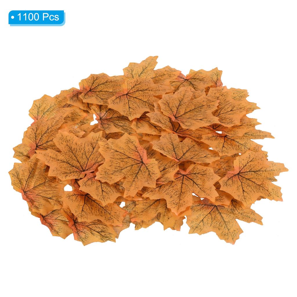Artificial Leaves, 400/1100 Pcs Fall Maple Autumn Fake Leaf for Wedding Party Thanksgiving Halloween Decoration, Gold