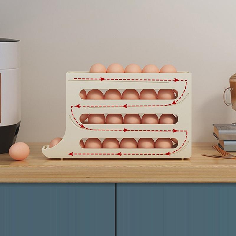 Household Automatic Rolling Egg Storage Box Kitchen Refrigerator Side Door Egg Preservation Rack 30 Egg Boxes