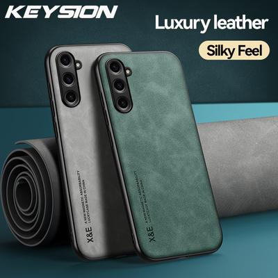 KEYSION Luksusowe skórzane etui w stylu retro do Samsung M34 5G S23 FE silikon + PC odporna na wstrząsy tylna obudowa telefonu do Galaxy S23 FE 5G M34 5G