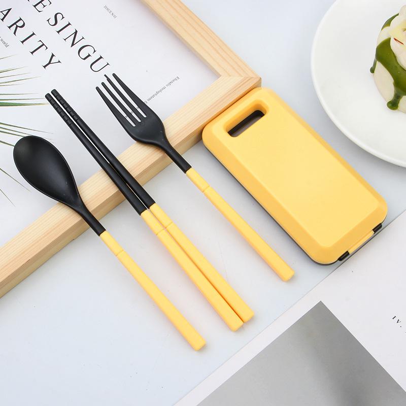 

3 шт. дорожная складная ложка вилка палочки для еды набор столовых приборов портативная походная посуда пищевая пластиковая посуда для пикника жёлтый