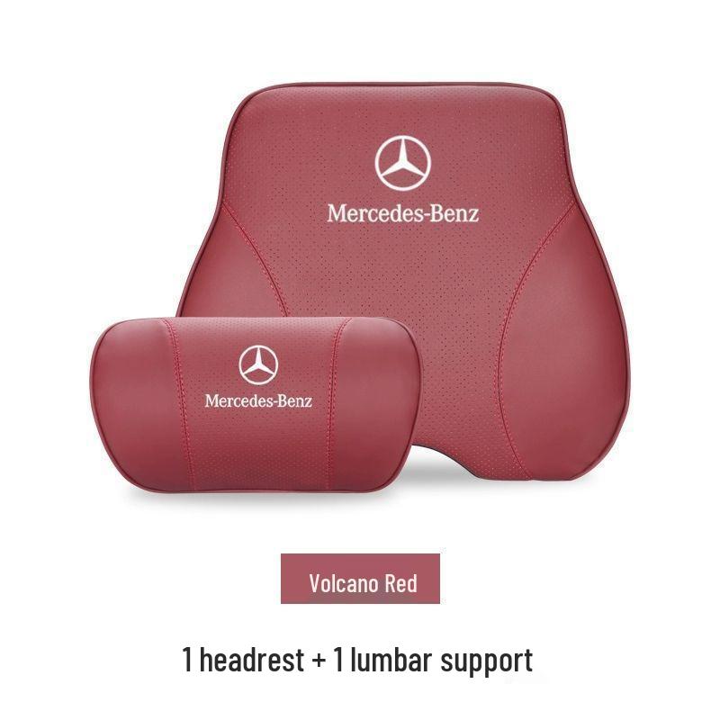 Cojín de Cabeza y Respaldo de Cuero Genuino para Coche Mercedes-Benz - Almohada Universal para E300L, C260, GLC (Todas las temporadas)
