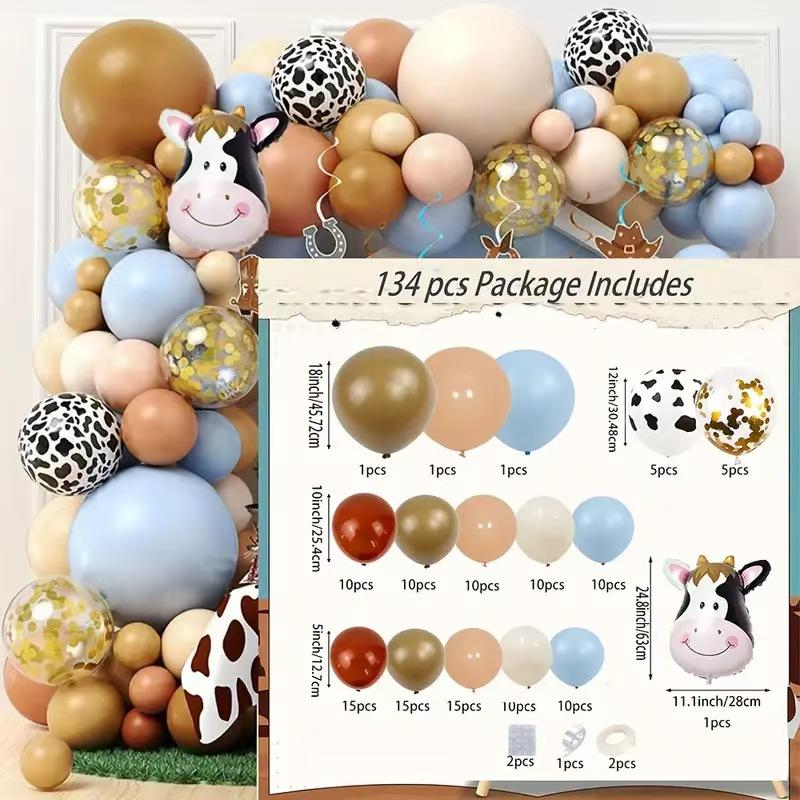 

Ферма Корова Животное Тема Набор Воздушный Венок Детский Годовалый Цепь из Воздушных Шаров Оформление Сцены Set as shown