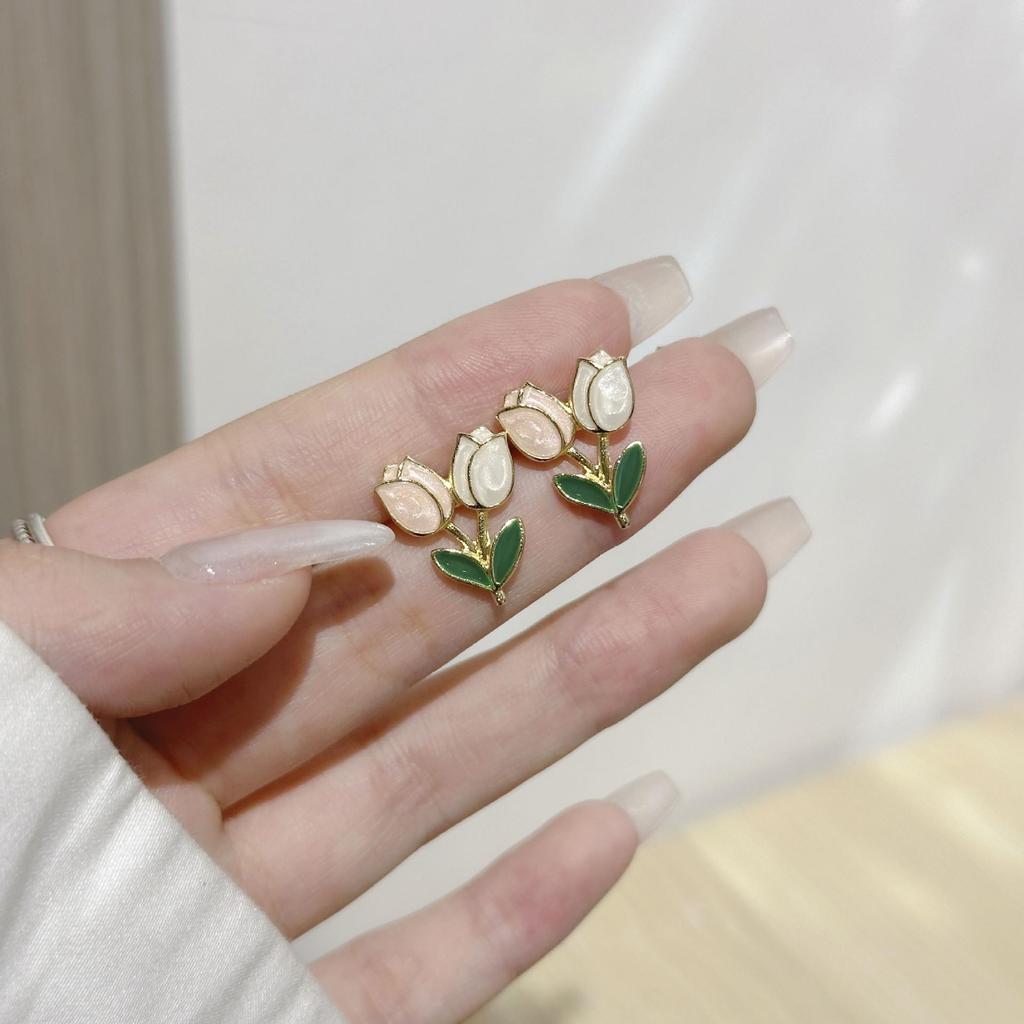 Elegant Floral Bow Earrings - High-End French Design for Women