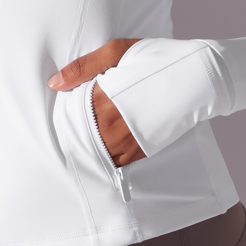 Ny dobbeltsidig nylonbørstet sportsjakke med glidelås og ståkrage for yoga, sport, løping og fitness, langermet topp for kvinner