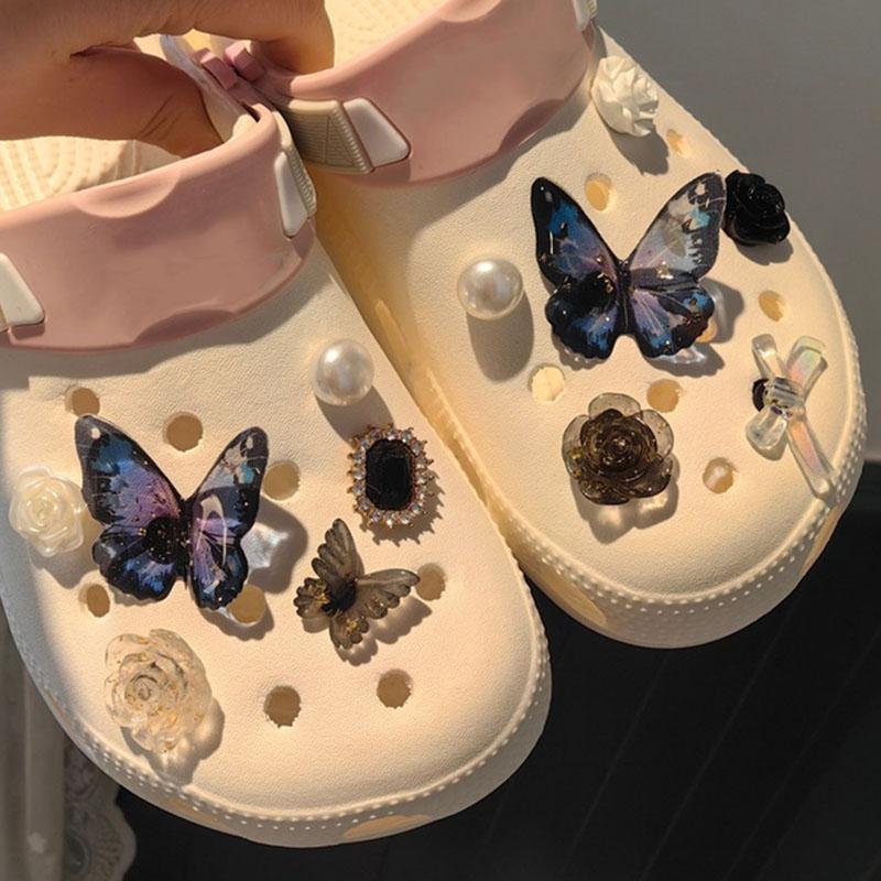Vintage Rose Shoe Charms DIY Shoe Buckle Pearl Butterfly Detachable Decoraticoraon Buckle Shoe Accessories Girls Party Gift New