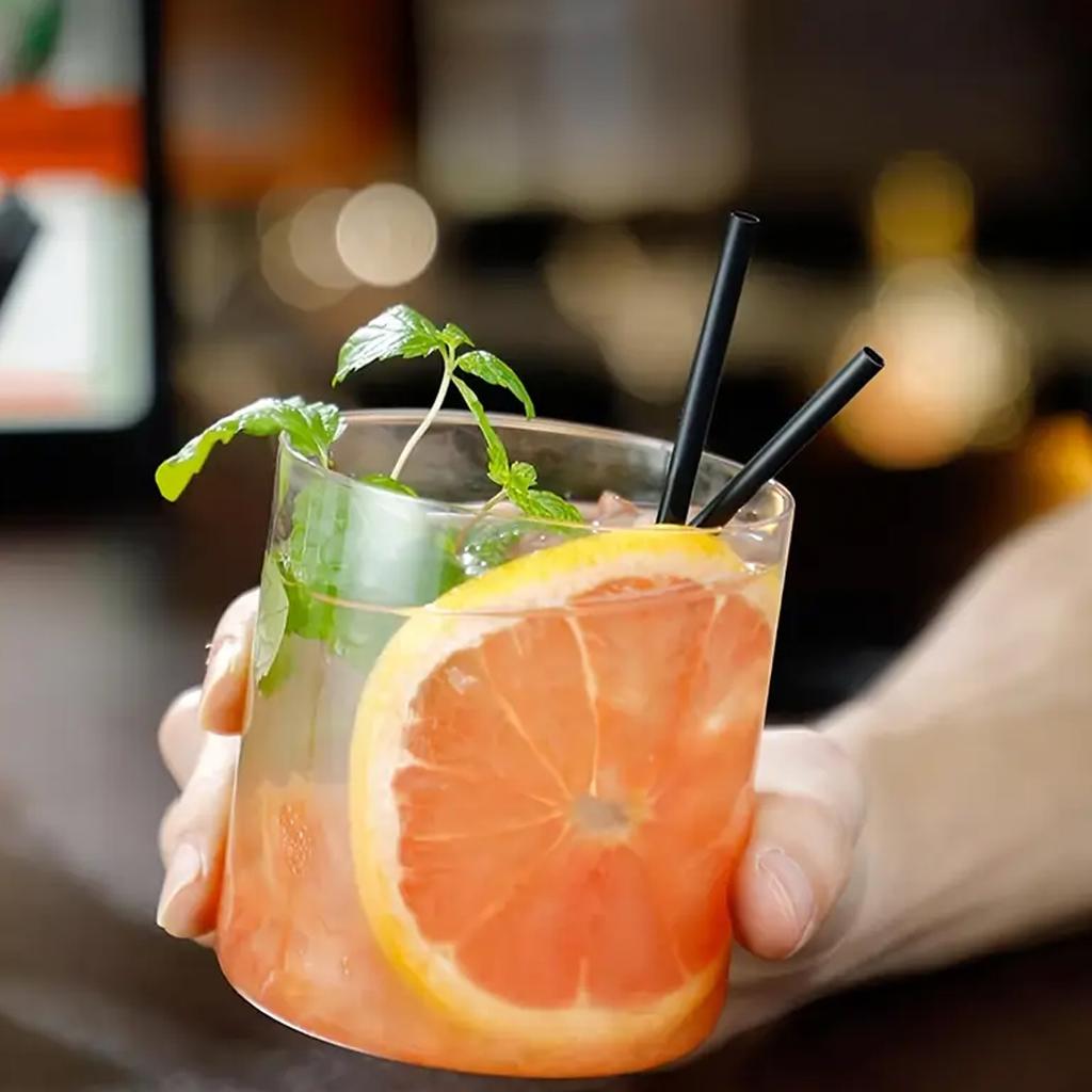 50/100PCS Black Disposable Straws Straight Through Fine Straws Plastic Beverage Tubes That Can Be Reused Coffee Shop Bar Party