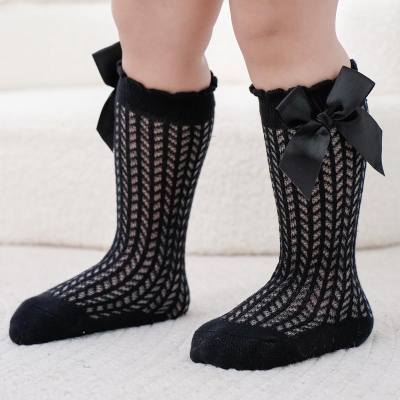 9-Color Spring Summer Baby Socks Big Butterfly Net Eye Tube Socks Knee Length Loose Mouth Children Girl  Socks