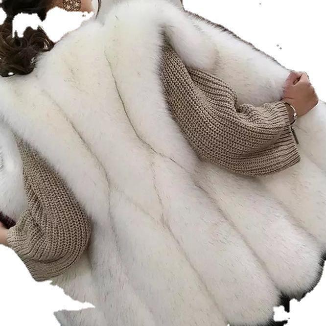 Autumn and winter new water drop imitation fur vest women's medium and long large size thin imitation fox fur vest jacket