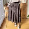 Johnature Vintage Ramie Patchwork Women Skirts Spring Mori Elastic Waist Solid Color Female Skirts