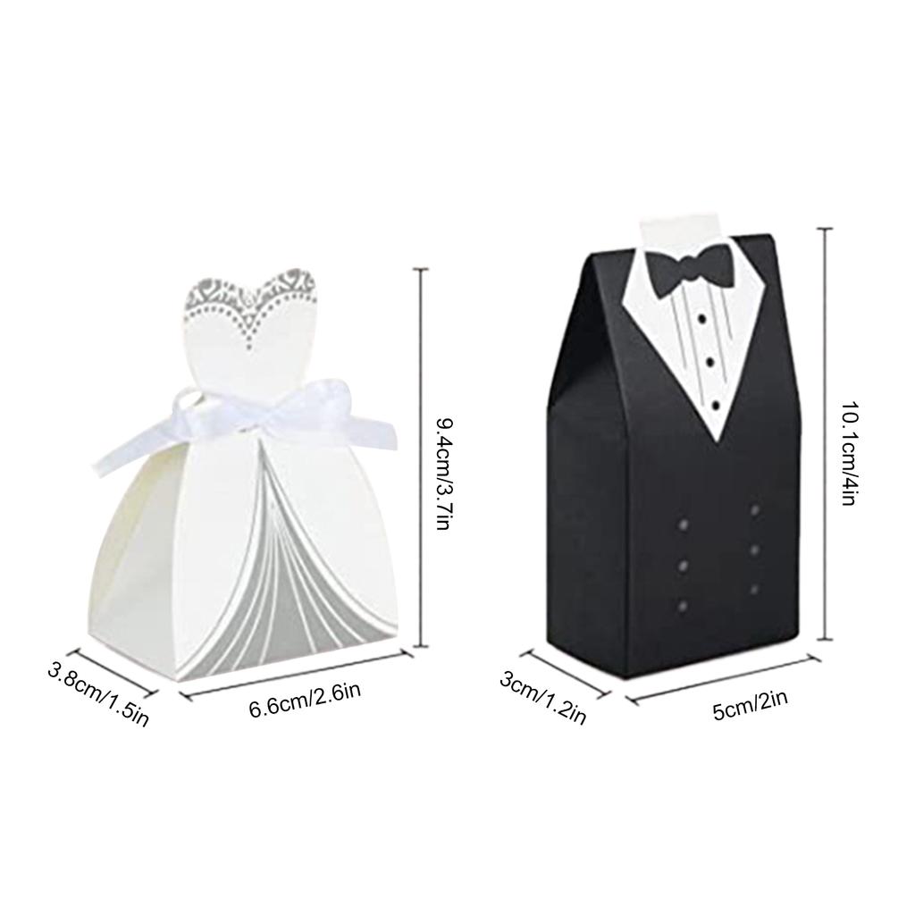 Europäischen Stil Candy Boxen Candy Storege Taschen 50Sets 100PCS Smoking Hochzeit Kleid Muster für Hochzeiten