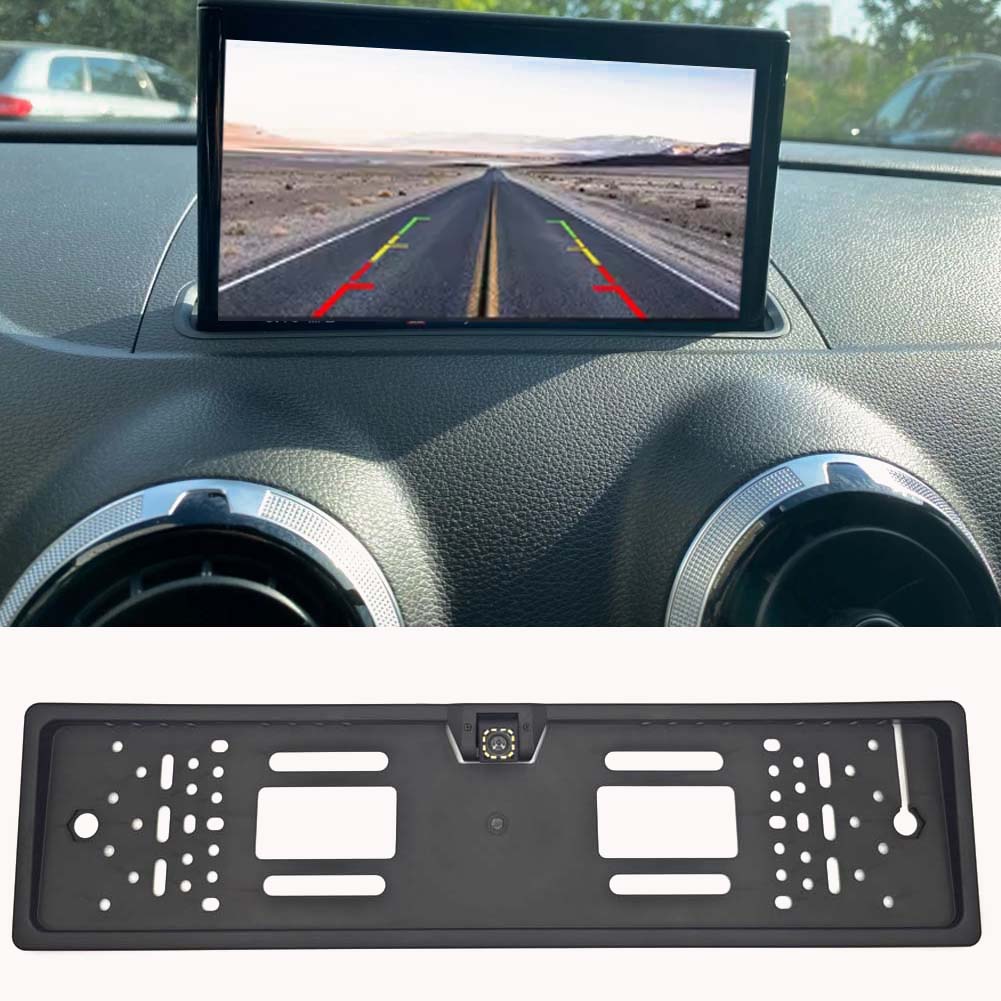 4/8/12LED European License Plate Rearview Camera Frame Reverse Backup Camera Night Vision for Truck Car SUV, Camper Pickup