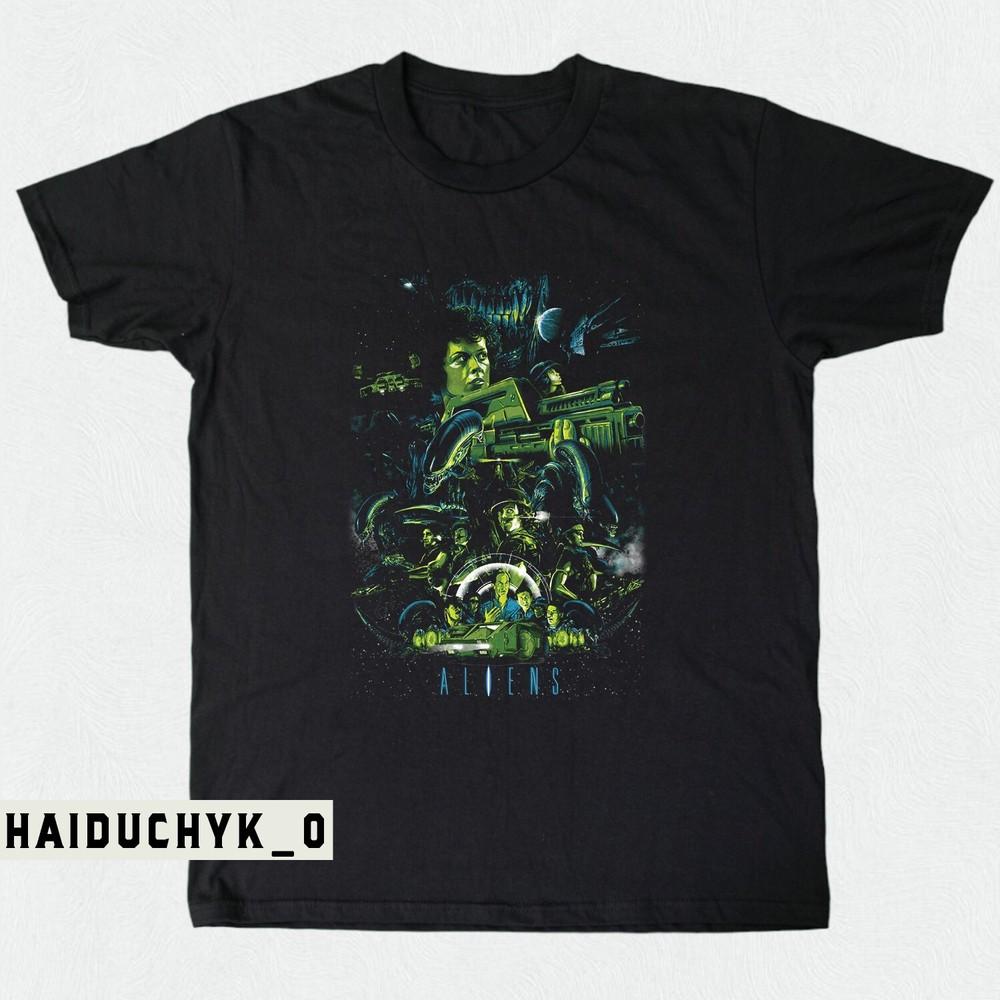 Aliens Horror Movie Unisex Black T-shirt S-5XL Unisex T-Shirt S