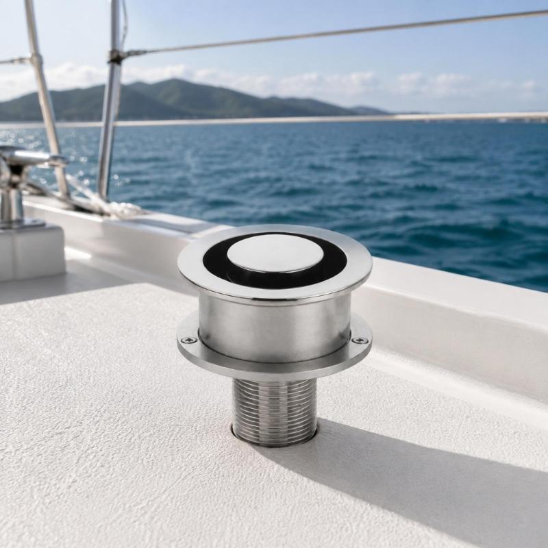 Boat Vent Cover Marine Vent Cap in 316 Stainless Steel, Threaded Stem, Polished Round Flange Hardware Body Design