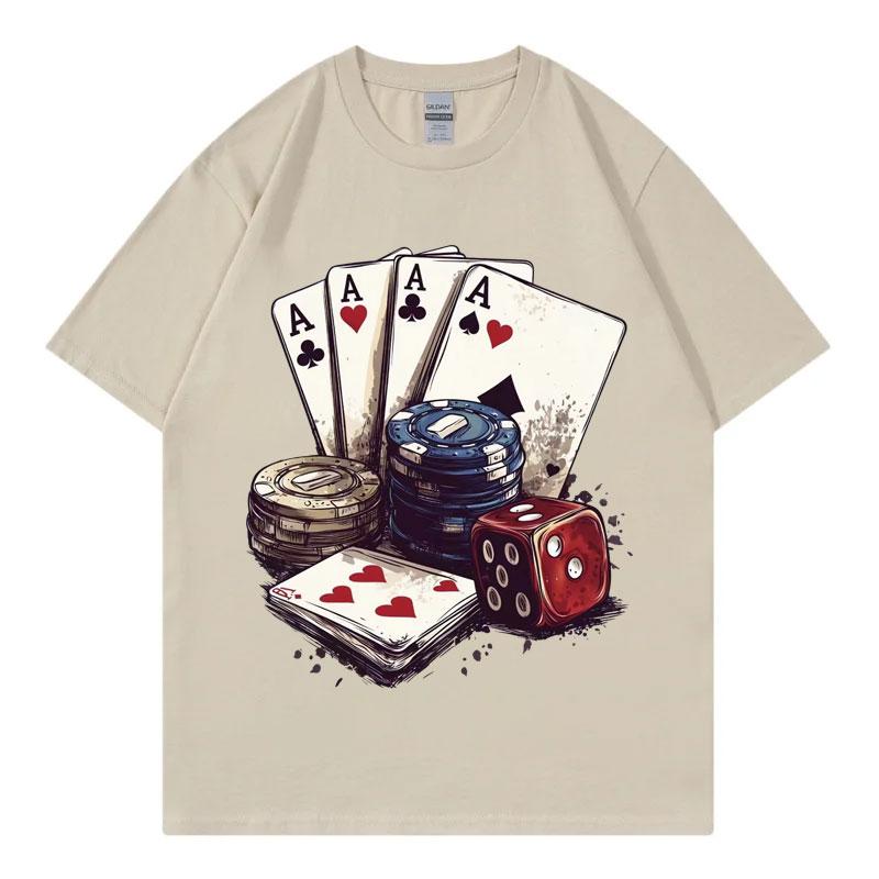 Lustige Casino Poker Grafik T-Shirts Herren Damen Kleidung Mode Y2k Kurzarm T-Shirt Hochwertige Baumwolle Sommer T-Shirts