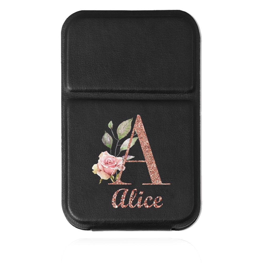 Customized Name PU Chic Makeup Mirror Hand-Held Cosmetic Vanity Mirror With Desktop Stand Leather Cover Personalized Beauty Tool