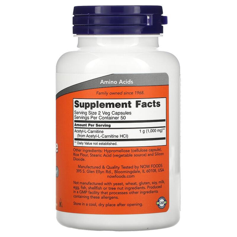 Acetyl-L-Carnitine, 500 mg, 100 Veg Capsules