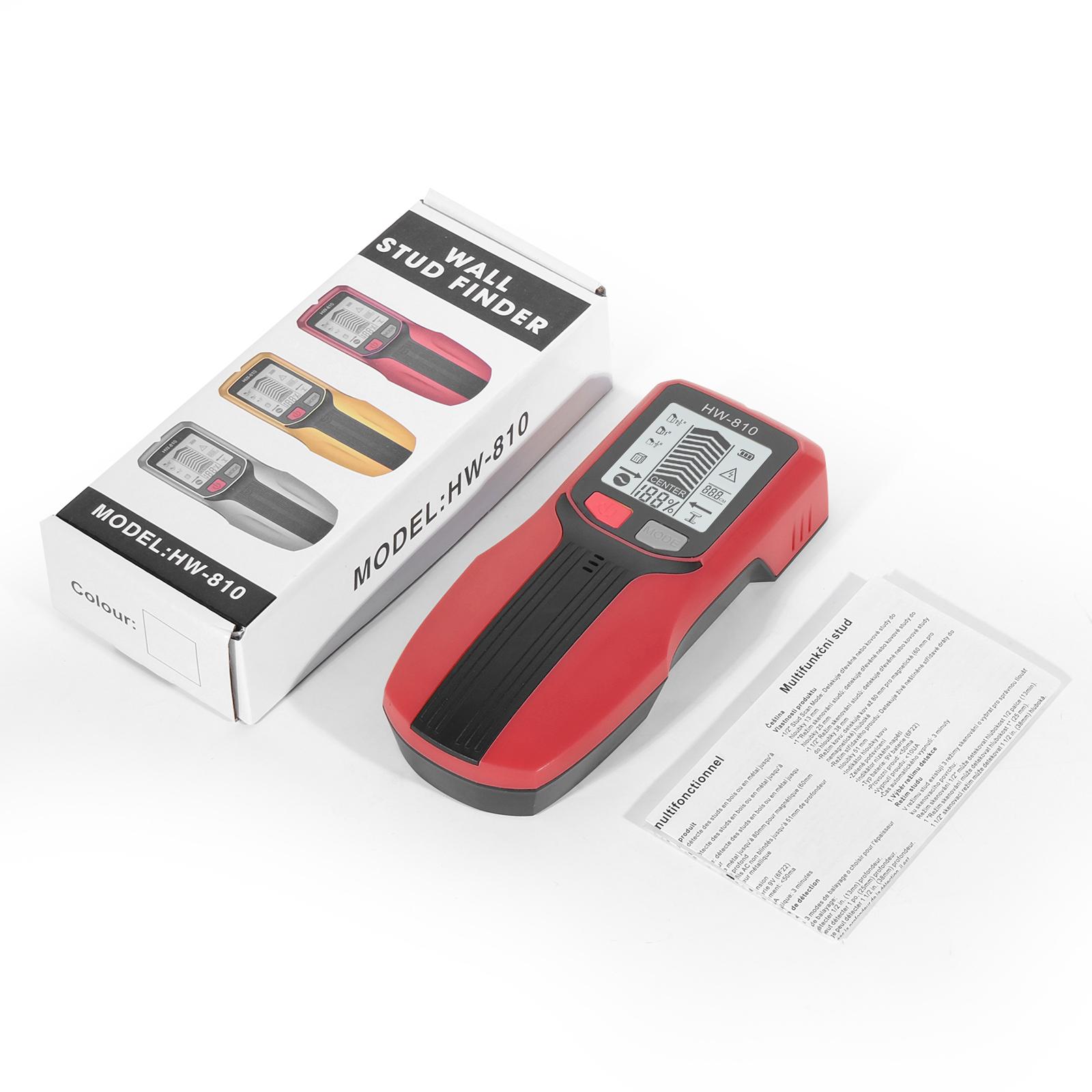 

6-in-1 Stud Scanner: Multi-Depth Wood (0.5/1/1.5 ) & Metal/AC Wire Detection, Smart Wall Detector for DIY/Professional Renovati червоний