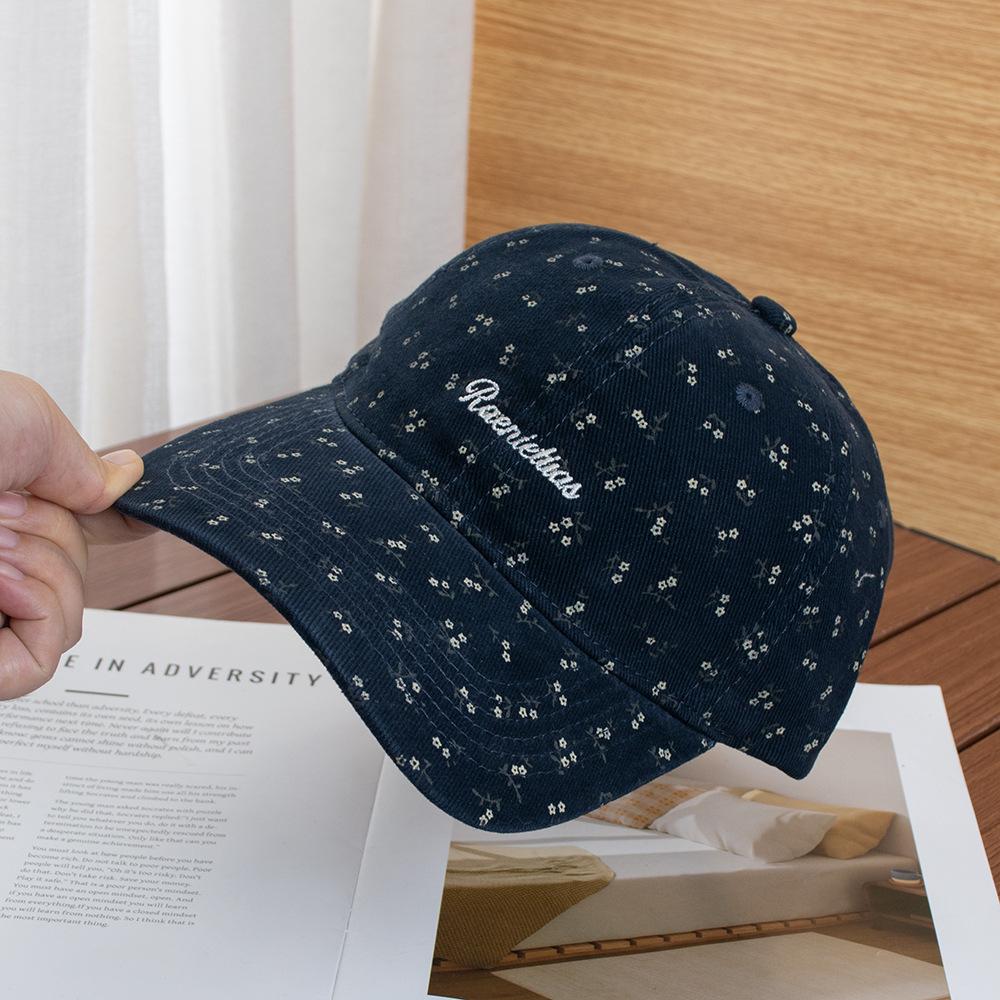 Small floral cap girls sweet age-reducing baseball cap new high-quality wide-brimmed thin hat