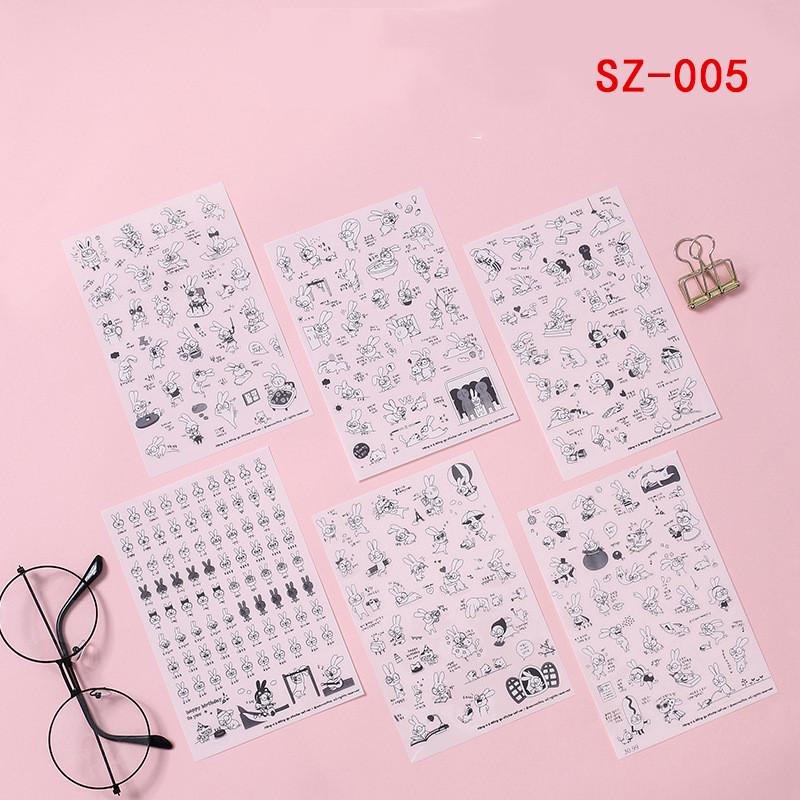 6sheets /Bag Cute Cartoon Children Stickers Transparent Pvc Stickers Waterproof Stickers Creative Bagged Animal World Stickers