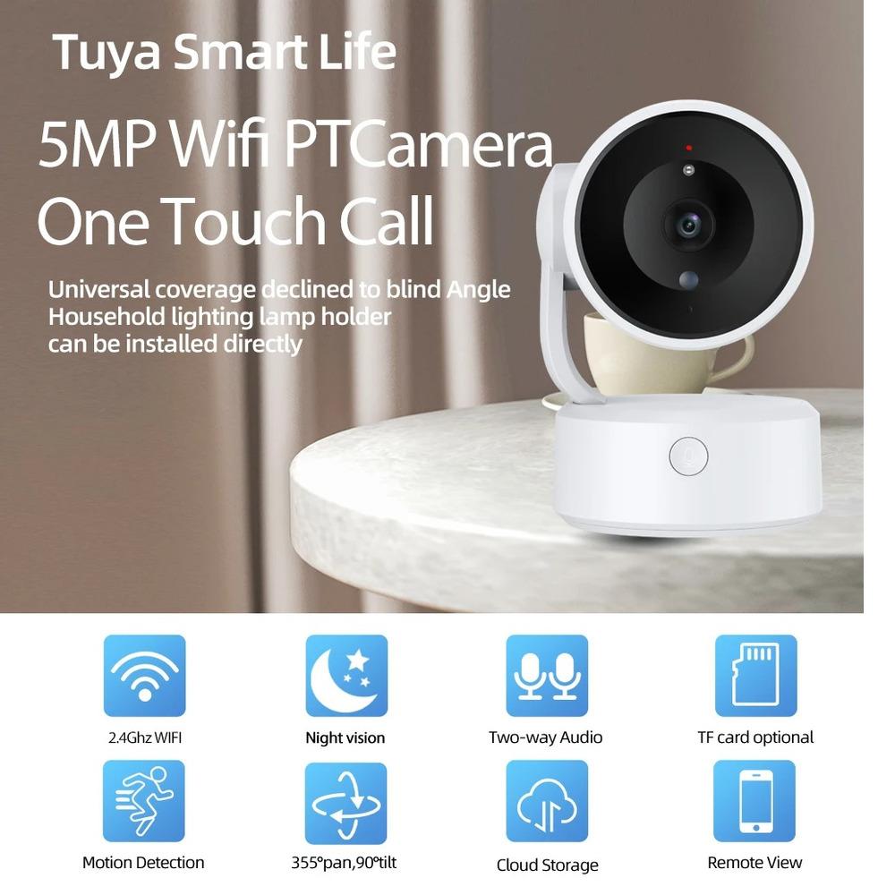 Tuya Wifi Indoor 5MP One touch call Baby Monitor Two Way Talk Security IP Camera Video Surveillance Wireless 4X Zoom Cam