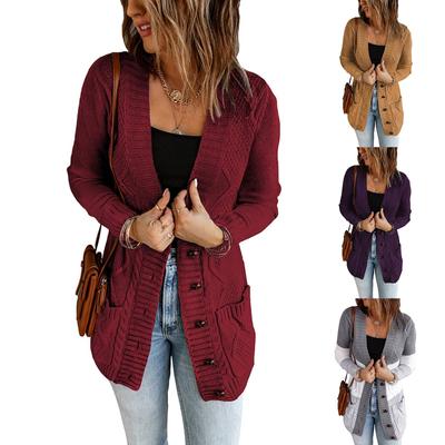 Bayan Düğme Hırka Kazak Cepli Büyük Beden Uzun Önü Açık Kazak Ceket