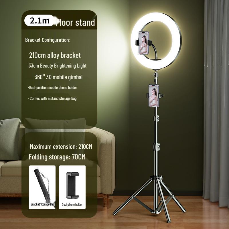2025 Mobile Streaming Stand with Fill Light & Selfie Support