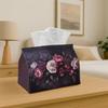 1pc Retro Floral Tissue Holder - Dark Rose Design Polyester Napkin Organizer for Home, Kitchen, And Vehicle Decoration | Versatile Tissue Dispenser Fo