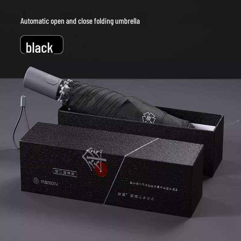 

Mamoru Полностью автоматический легкий мужской зонт - Легко складывается, Трехслойный солнцезащитный, Портативный, Для дождя или солнца. чёрный