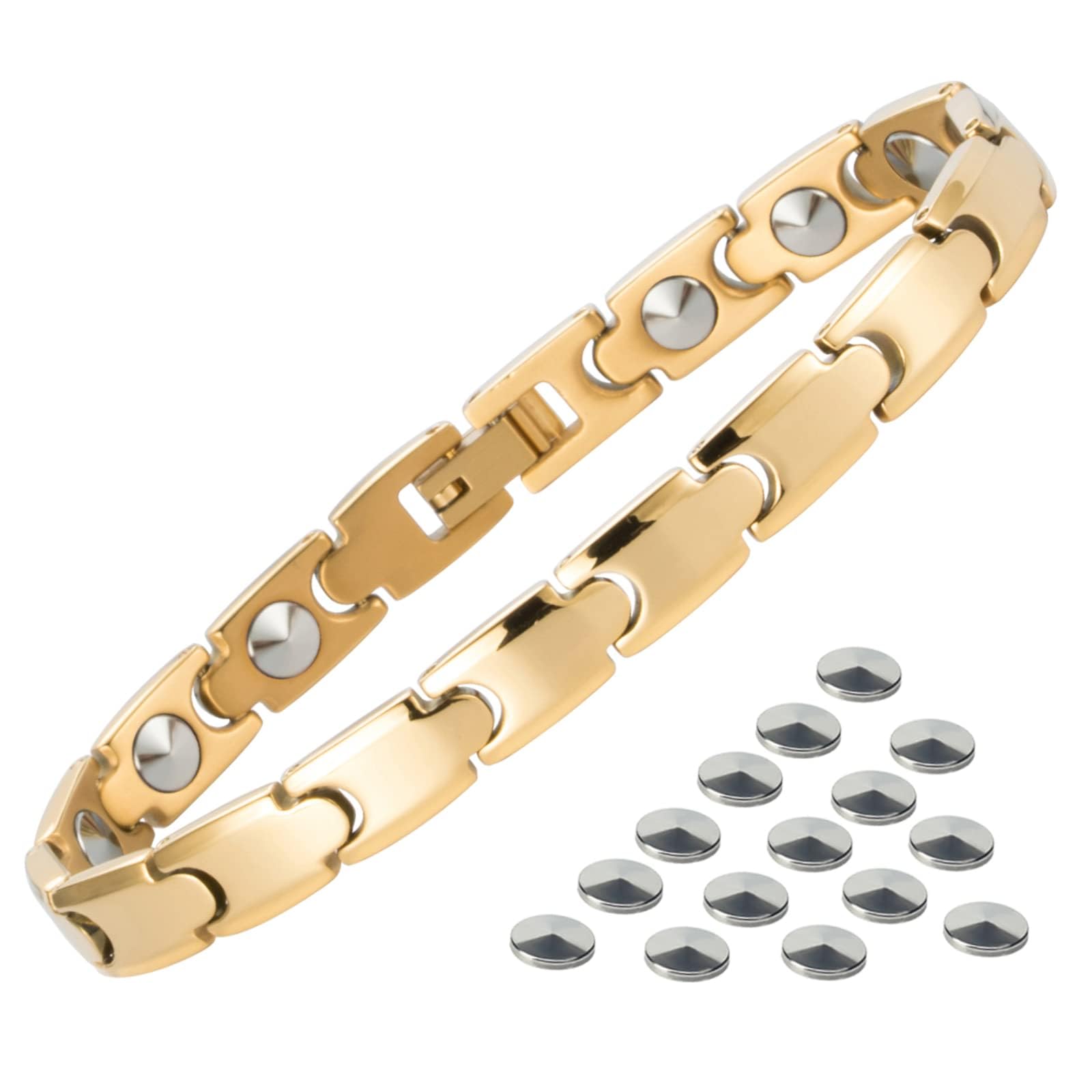 

Титановый германиевый браслет 16 бусин чистый германий Модный браслет из чистого титана подарок Подарок на день рождения Регулируемая длина 99,999% Женский Валентина золотой