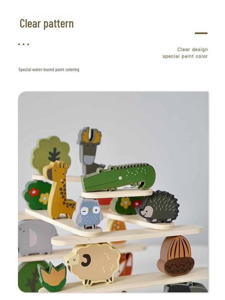 Tier Stapelturm: Holz-Jenga-Blöcke für die Koordination und Konzentration von Kindern