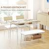 4-Piece Dining Table Set with Chairs and Bench for 4 People, Upholstered Seats, Steel Frame, Wood, Oak