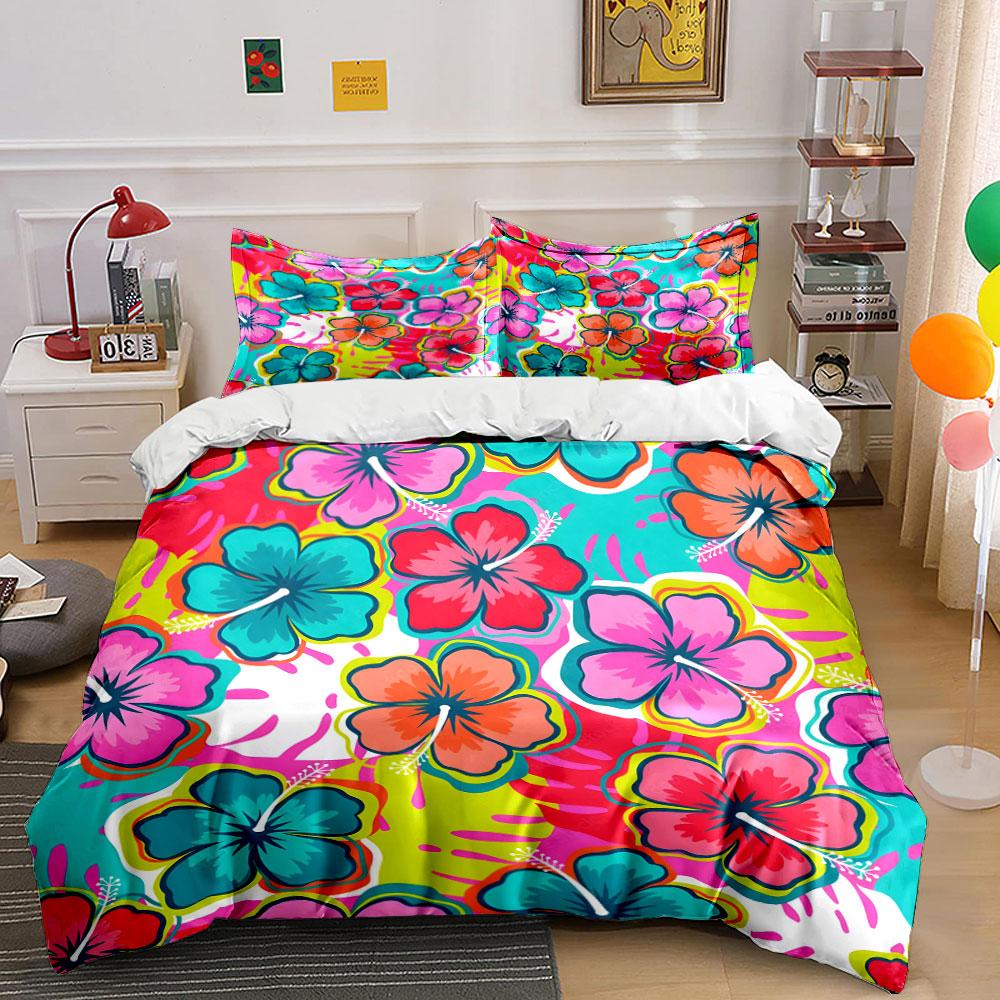 Tropical Floral Three-Piece Set Kid'S And Adults' Bedroom Decor, Exquisite Three-Piece Bedding Set Gift