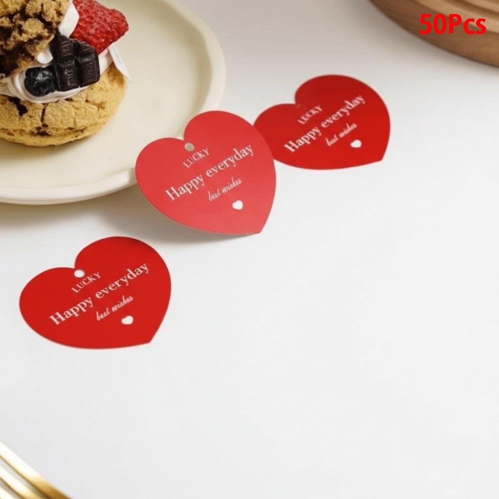 

50 Pcs/pack Heart Shape Packaging Hang Labels Heart Color Printing DIY Happy Every Day Tags Gift Packaging Decoration