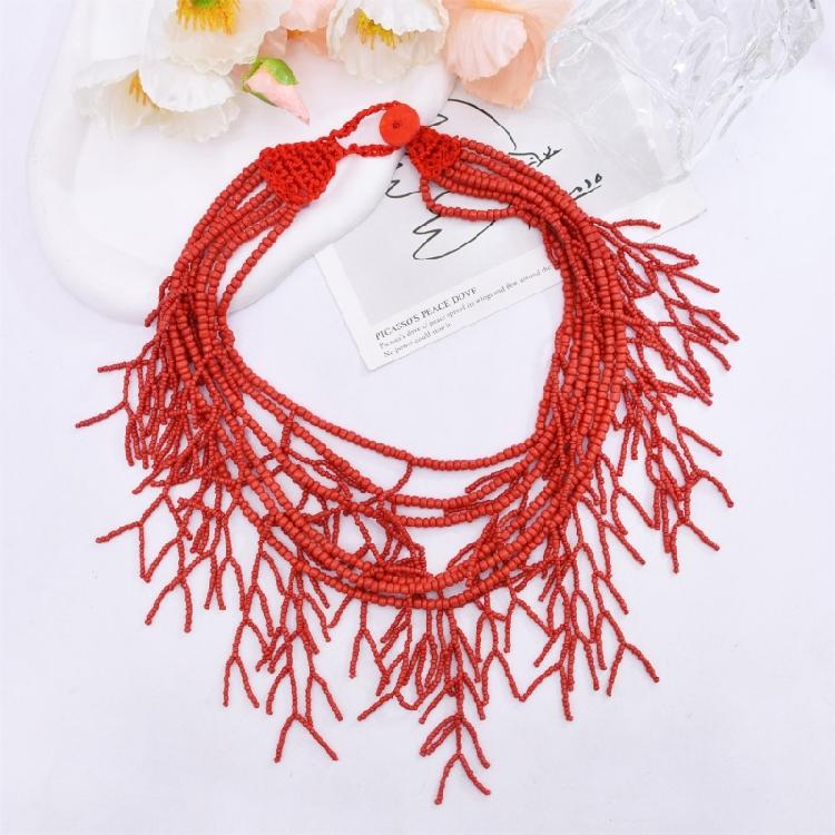 Multilayer Beads Choker Necklace Handmade Design Bohemian Theme Neckwear Neck Jewelry for Lady Evening Party Dresses