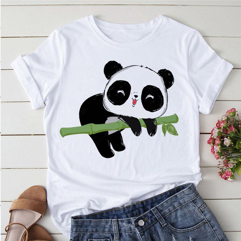 Summer Tshirts Cartoon T Shirt Unisex Kawaii Panda Yoga Print Graphic T Shirts Cute Girl Harajuku Anime Cartoon Female Clothes