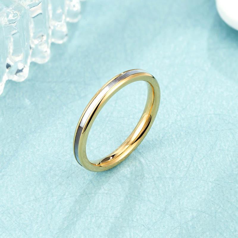 Titanium Steel Korean Simple and Colorful Fritillary Ring Electroplating Niche Smooth Shell Ring Female Ins Accessories