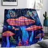 Mushroom Print Flannel Blanket, High quality Comfortable for All Seasons, Home Decor, Warmth and Comfort, Perfect for Christmas Gifts