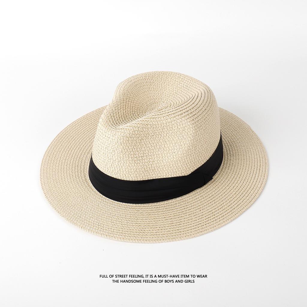 Panama straw hat women's summer sun protection visor men's summer seaside sun hat travel team building beach hat