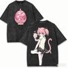2026 Puella Magi Madoka Magica Madoka Kaname Vintage Washed Printed Loose Pure Cotton Short Sleeve Fan T-shirt