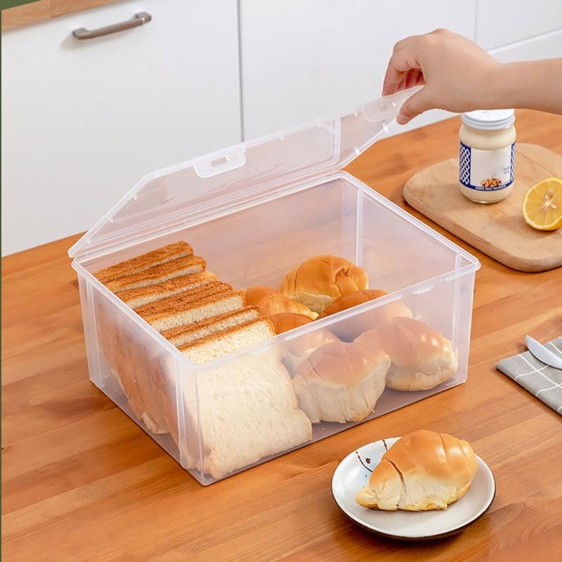 Clear Bread Storage Box with Lid Container Household Fresh-keeping Box for Restaurant Kitchen  Bread Organization