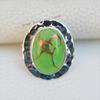 Hammered 925 Sterling Silver Green Turquoise Ring, Oval Copper Turquoise Hammered Ring