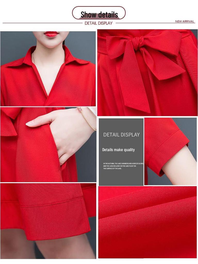 2024 Women's Summer Slimming Dress - Stylish, Belly-Concealing with Skirt Collar