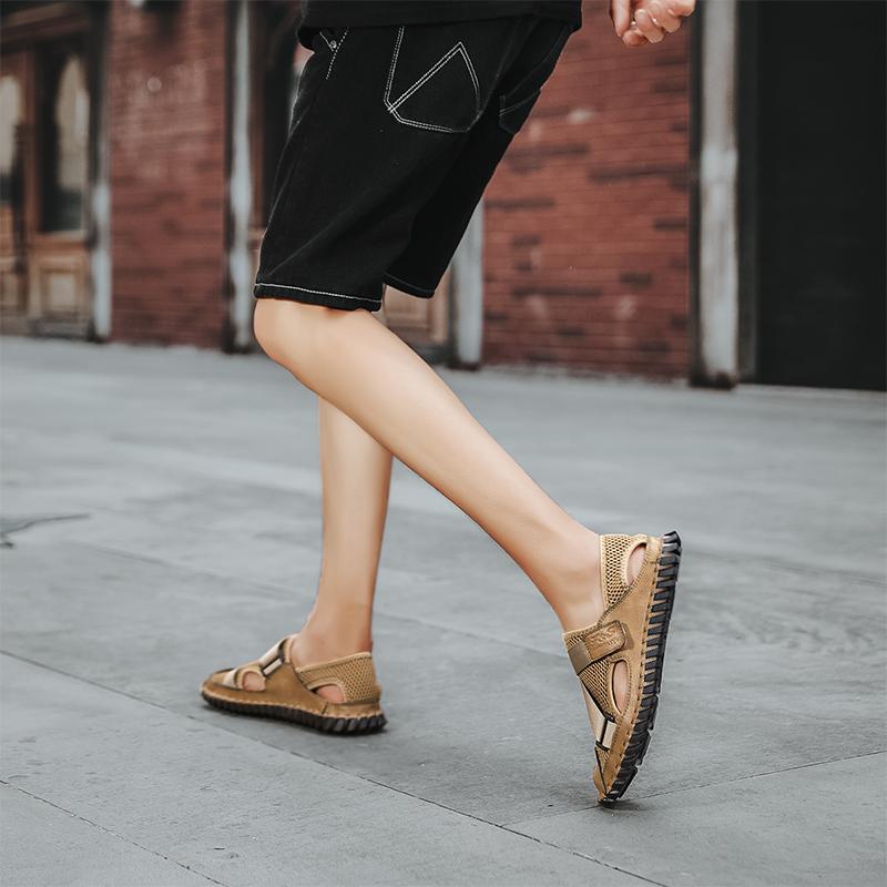 Mens Sandals Summer Designer Casual Roman Beach Shoes Male Outdoor Slippers Sport Leather Non-Slip Loafers Flats Plus Size 38-48