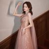 Evening dress women's 1011 new summer heavy industry long style banquet temperament socialite host pink starry sky dress skirt