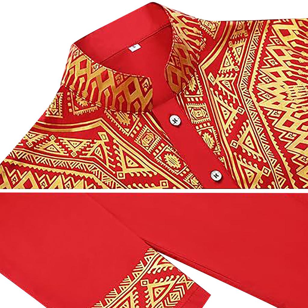 Men's Fashion Ethnic Style Robe Suit Men's Casual Hot Stamping Printed Robe Suit